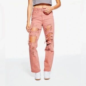 Aeropostale 90’s Baggy Jeans Women’s 12R Pink Distressed Y2K Retro Streetwear